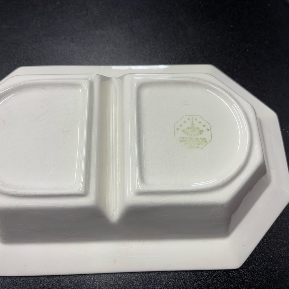 White Divided Ceramic Serving Dish/made in Japan - Picture 3 of 3